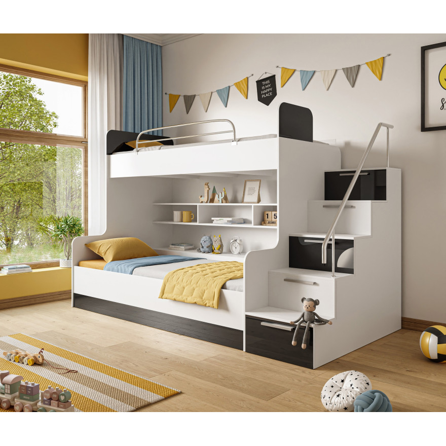 Łóżko piętrowe dziecięce KIDDO 2 wysoki połysk