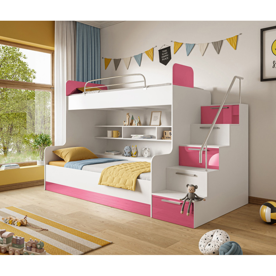Łóżko piętrowe dziecięce KIDDO 2 wysoki połysk