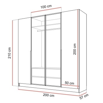 Czterodrzwiowa szafa ATRIUM ze szklanym frontem