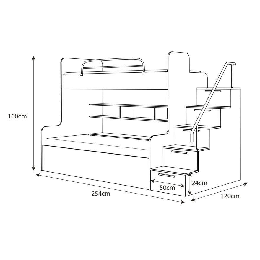 Łóżko piętrowe dziecięce KIDDO 2 wysoki połysk