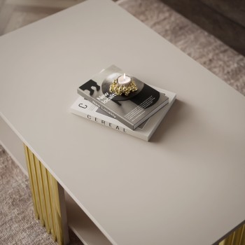 Stolik kawowy SAPHIRA GOLD z półką