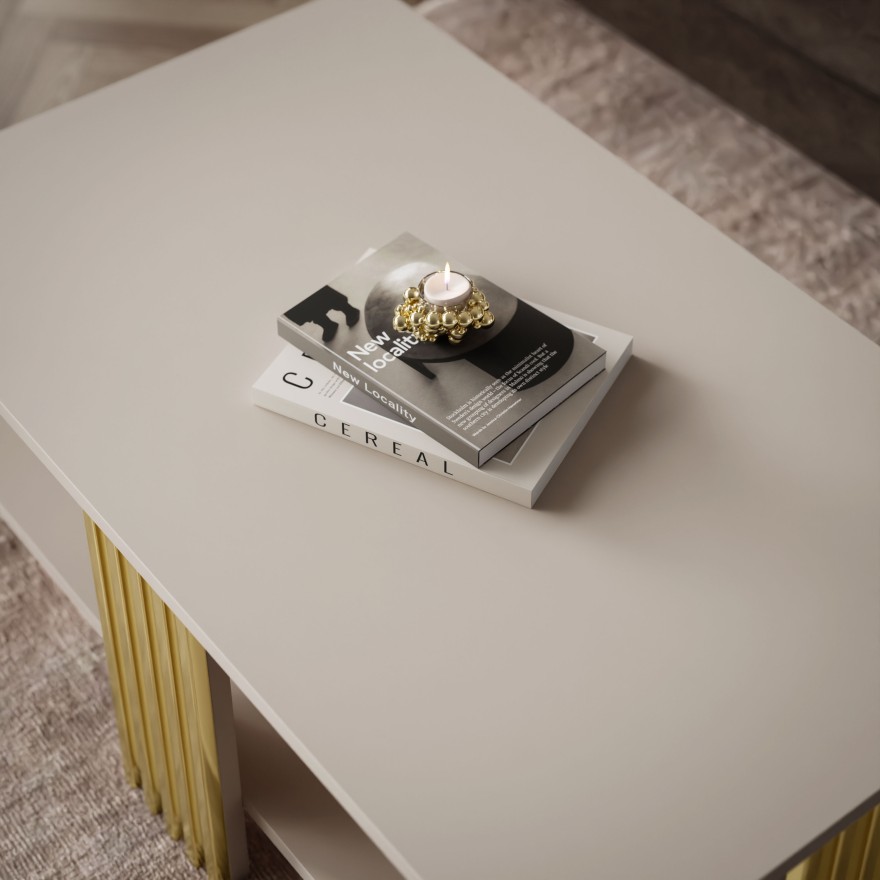 Stolik kawowy SAPHIRA GOLD z półką