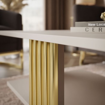 Stolik kawowy SAPHIRA GOLD z półką