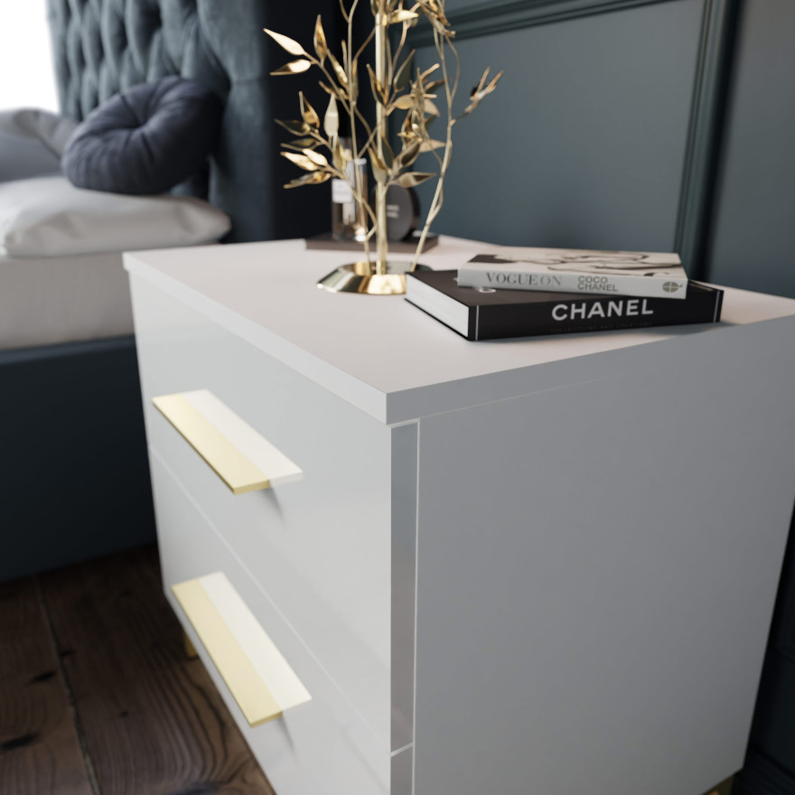 Szafka nocna LINA GOLD NÓŻKI wysoki połysk Szafka nocna LINA GOLD NÓŻKI wysoki połysk