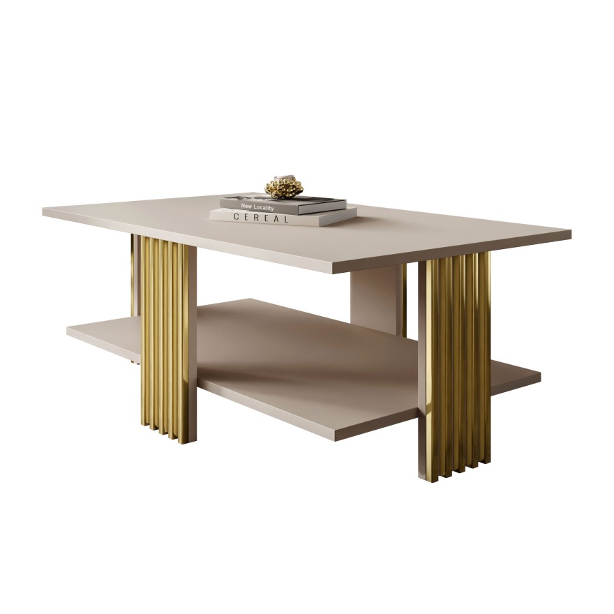 Stolik kawowy SAPHIRA GOLD z półką