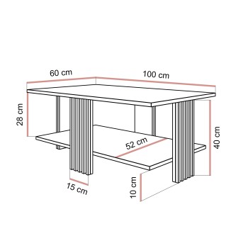 Stolik kawowy SAPHIRA GOLD z półką
