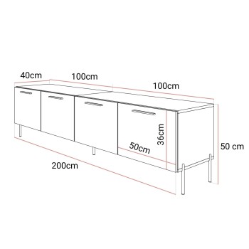 Szafka RTV AURA 200 KASZMIR wysoki połysk na nóżkach