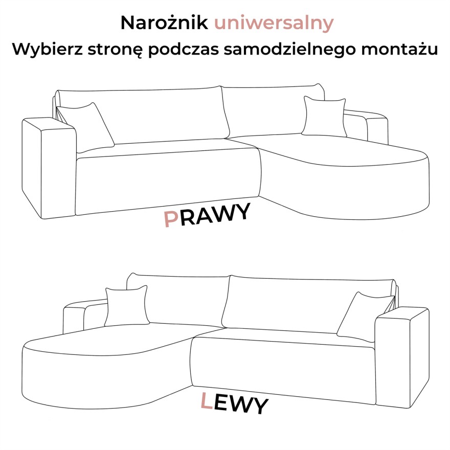 Narożnik SOPRANO z funkcją spania i pojemnikiem