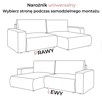 Narożnik tapicerowany OPERA z funkcją spania i pojemnikiem na pościel