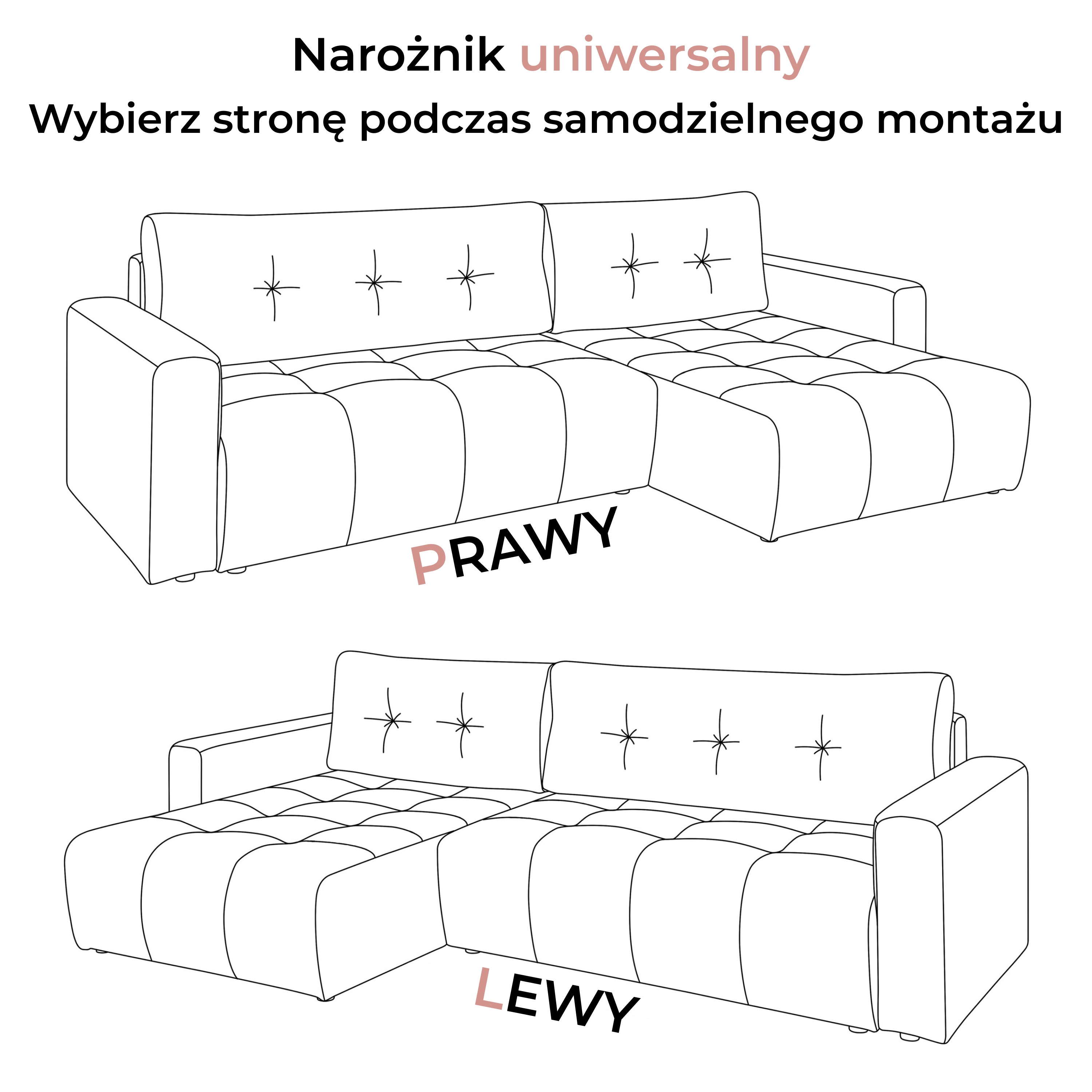 Narożnik tapicerowany ASTON z funkcją spania