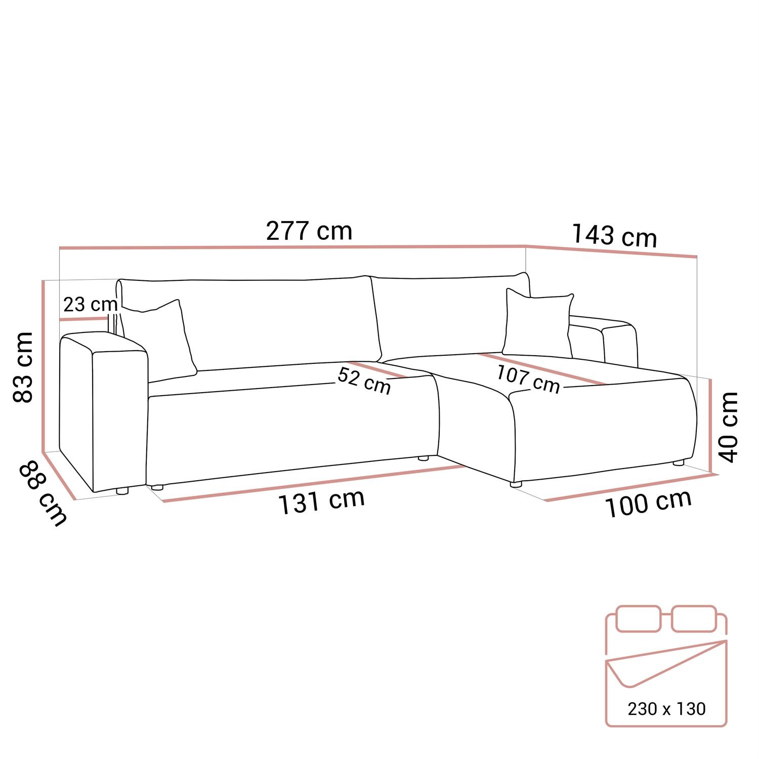 Narożnik PRESTIGE SOFT z funkcją spania i pojemnikiem na pościel