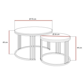 Okrągły stolik kawowy 2w1 LORI MAT złoto szczotkowane