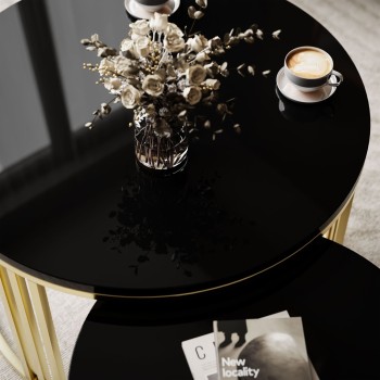 Stolik kawowy 2w1 LORI wysoki połysk złoto szczotkowane