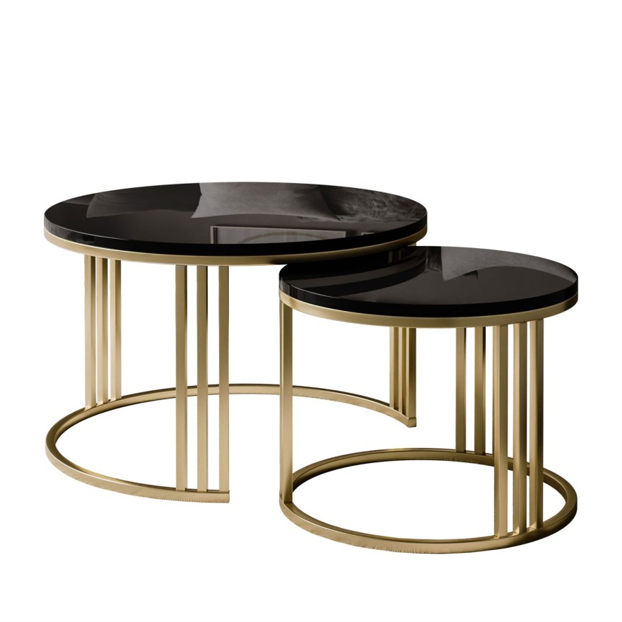 Stolik kawowy 2w1 LORI wysoki połysk złoto szczotkowane