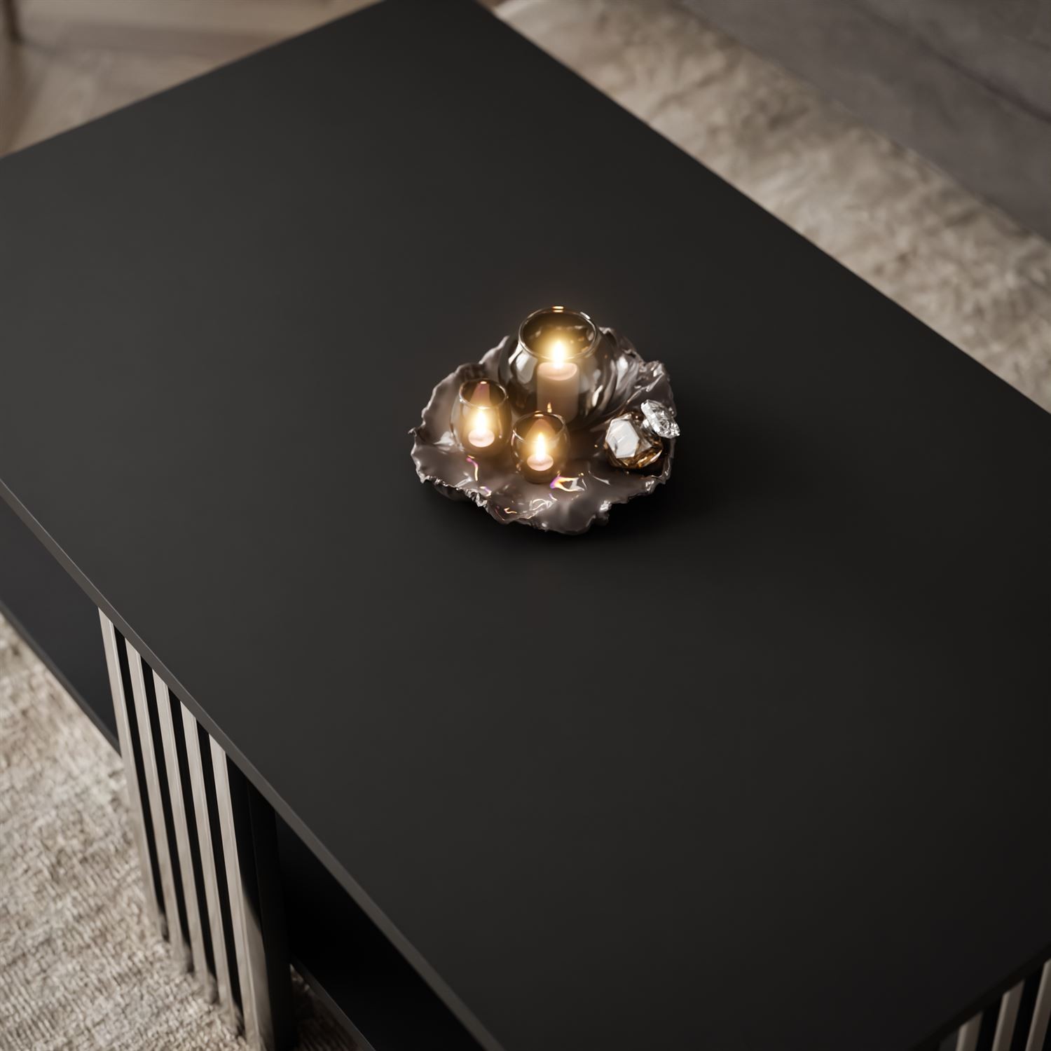 Stolik kawowy SAPHIRA SILVER z półką