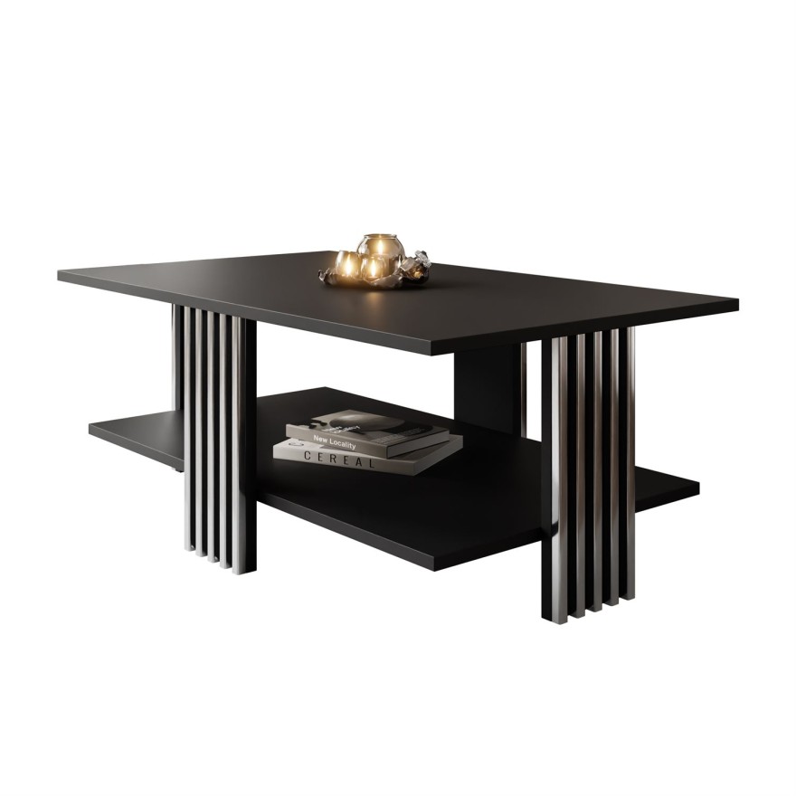 Stolik kawowy SAPHIRA SILVER z półką