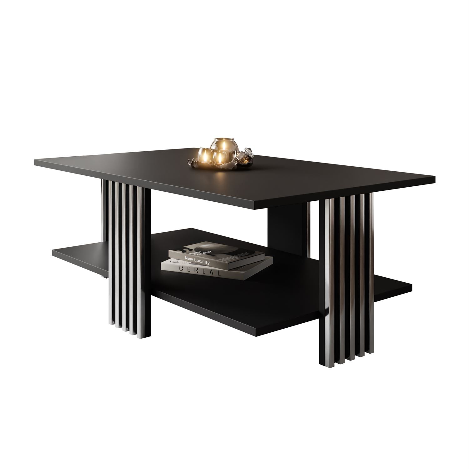 Stolik kawowy SAPHIRA SILVER z półką