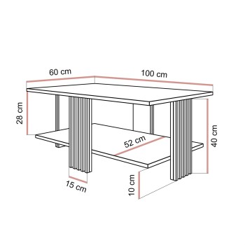Stolik kawowy SAPHIRA SILVER z półką