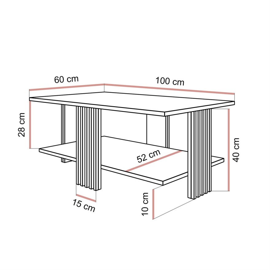 Stolik kawowy SAPHIRA SILVER z półką