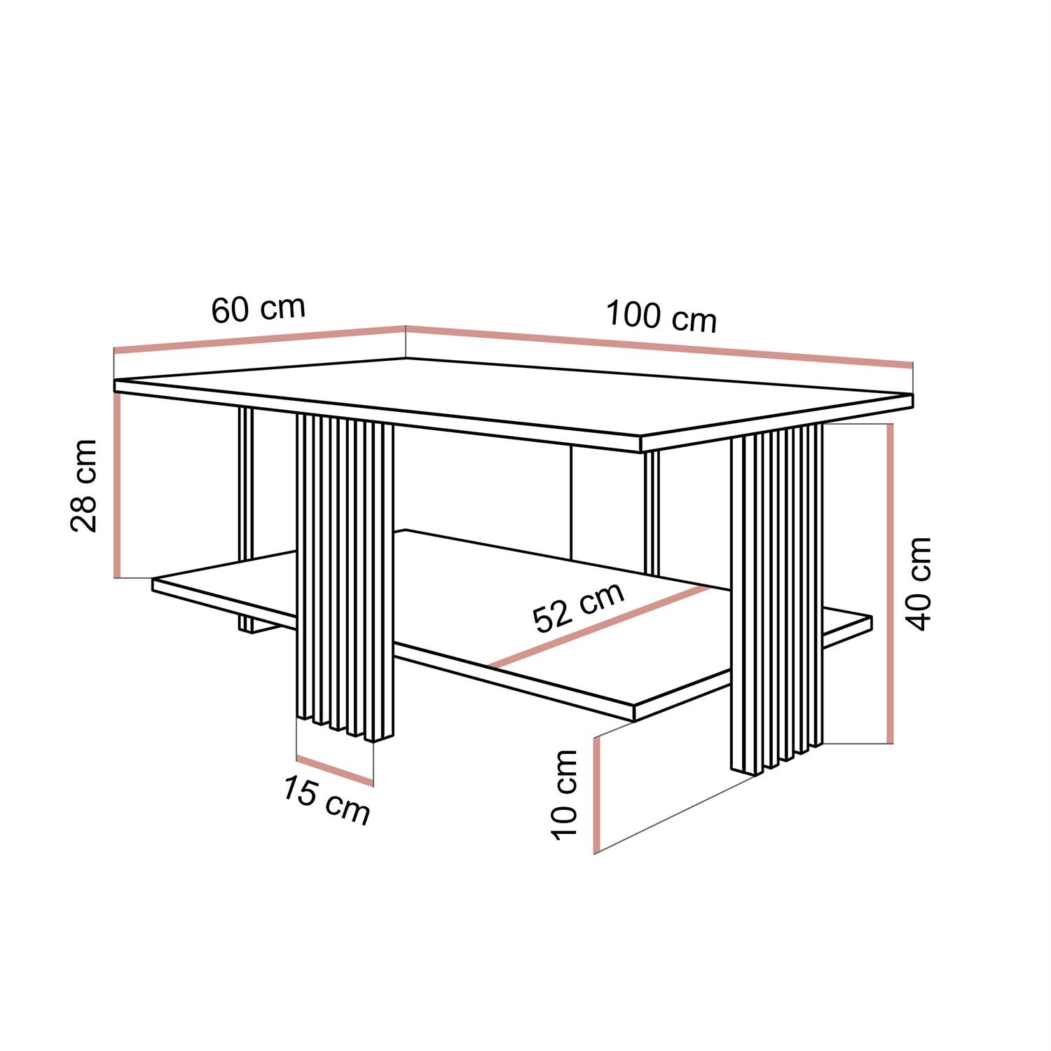 Stolik kawowy SAPHIRA SILVER z półką