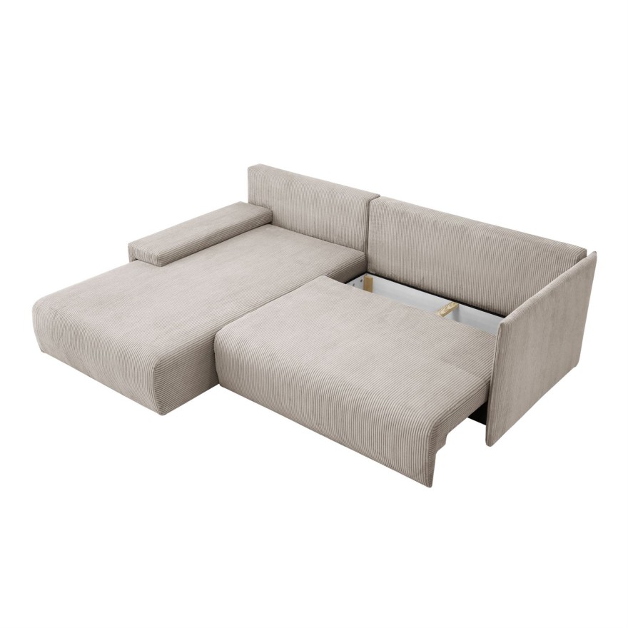 Narożnik tapicerowany LAVIO L z funkcją spania i pojemnikiem na pościel