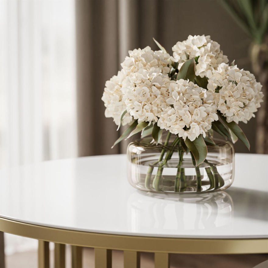 Okrągły stolik kawowy 2w1 LORI GLASS złoto szczotkowane