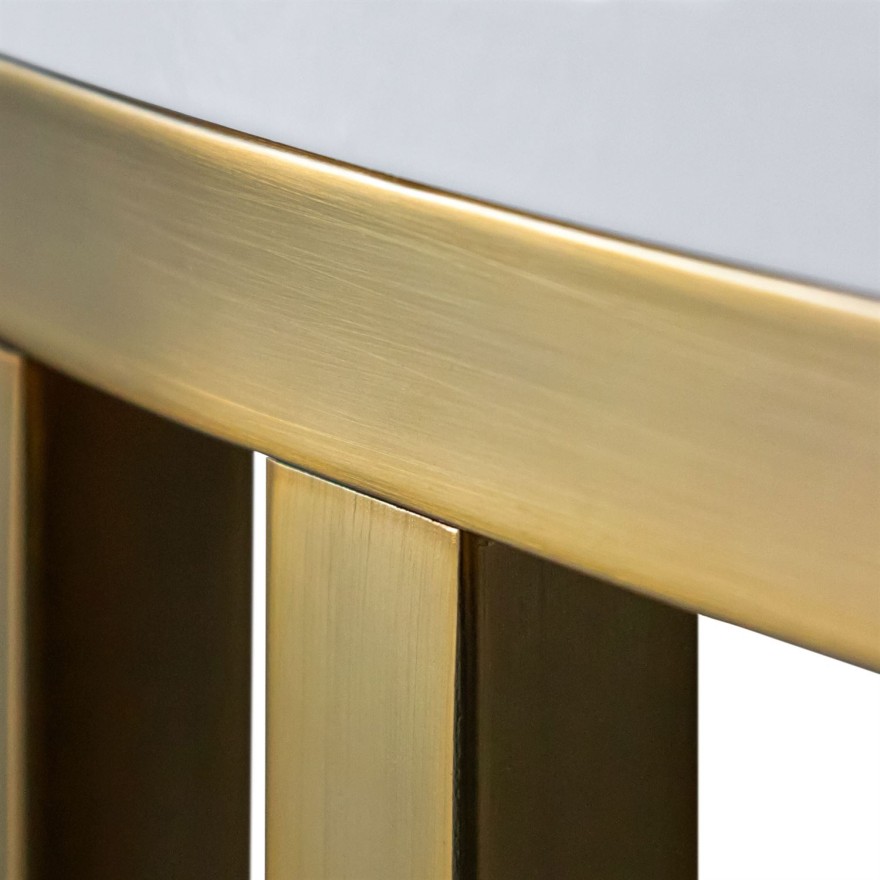 Okrągły stolik kawowy 2w1 LORI GLASS złoto szczotkowane