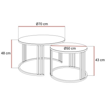 Okrągły stolik kawowy 2w1 LORI GLASS złoto szczotkowane