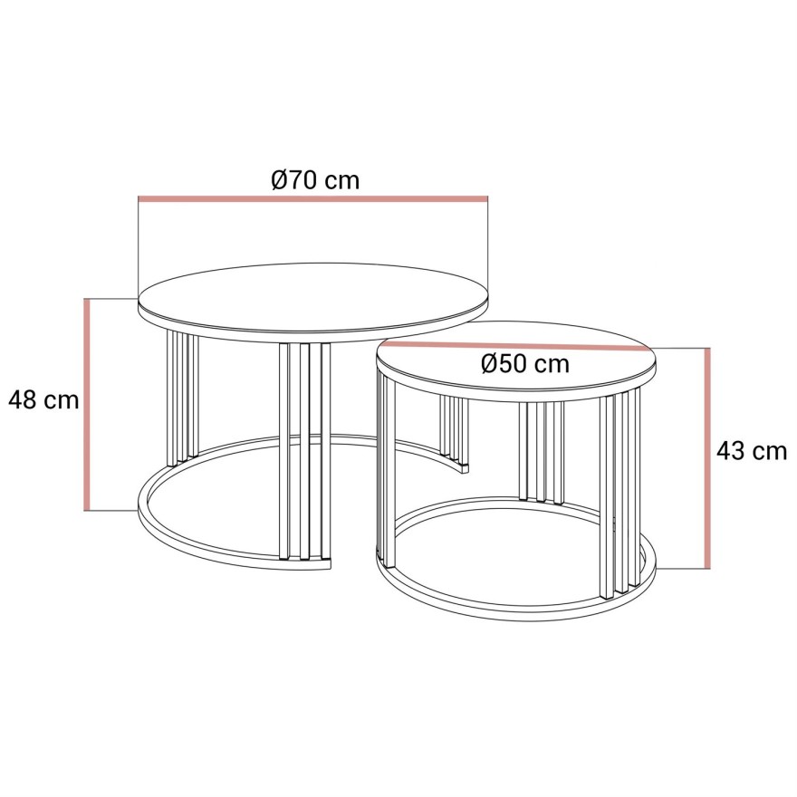Okrągły stolik kawowy 2w1 LORI GLASS złoto szczotkowane