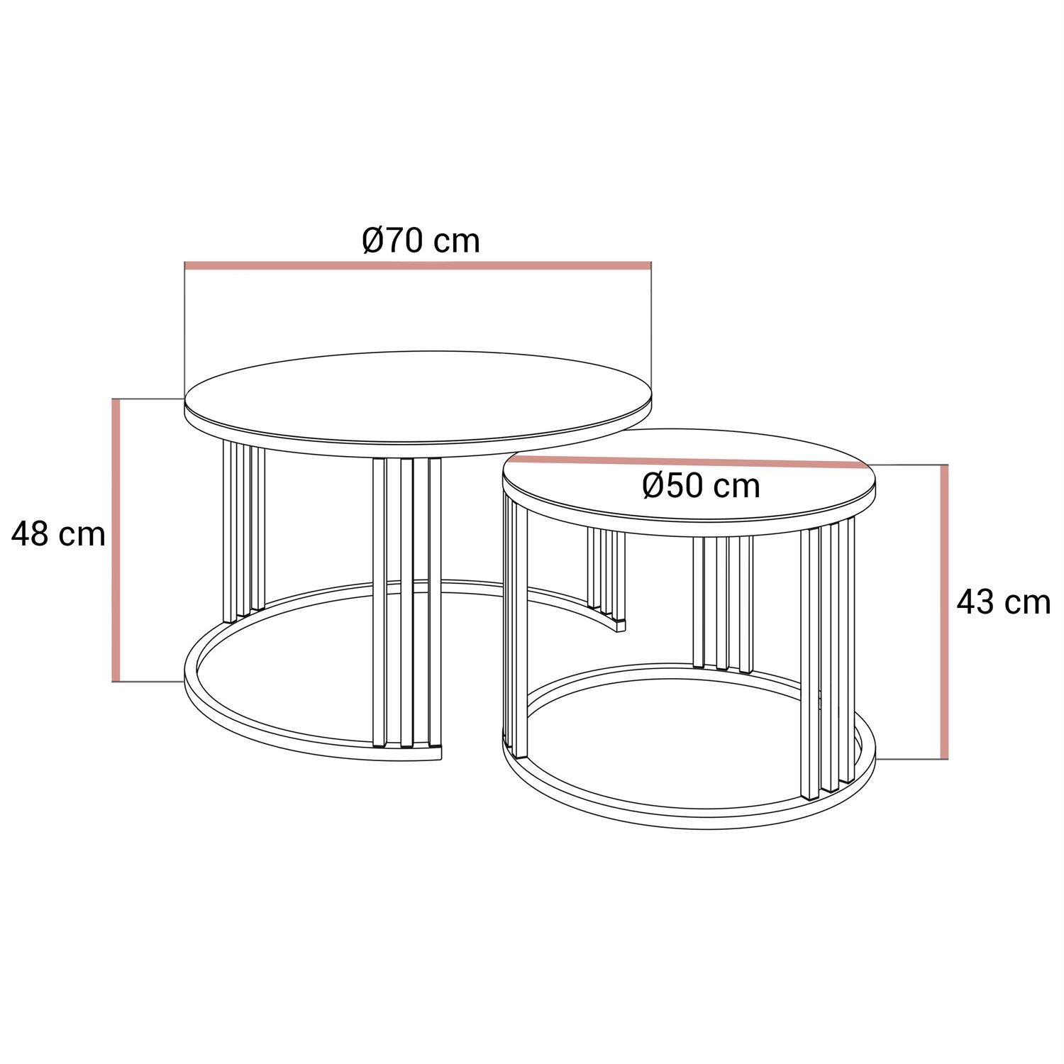 Okrągły stolik kawowy 2w1 LORI GLASS złoto szczotkowane