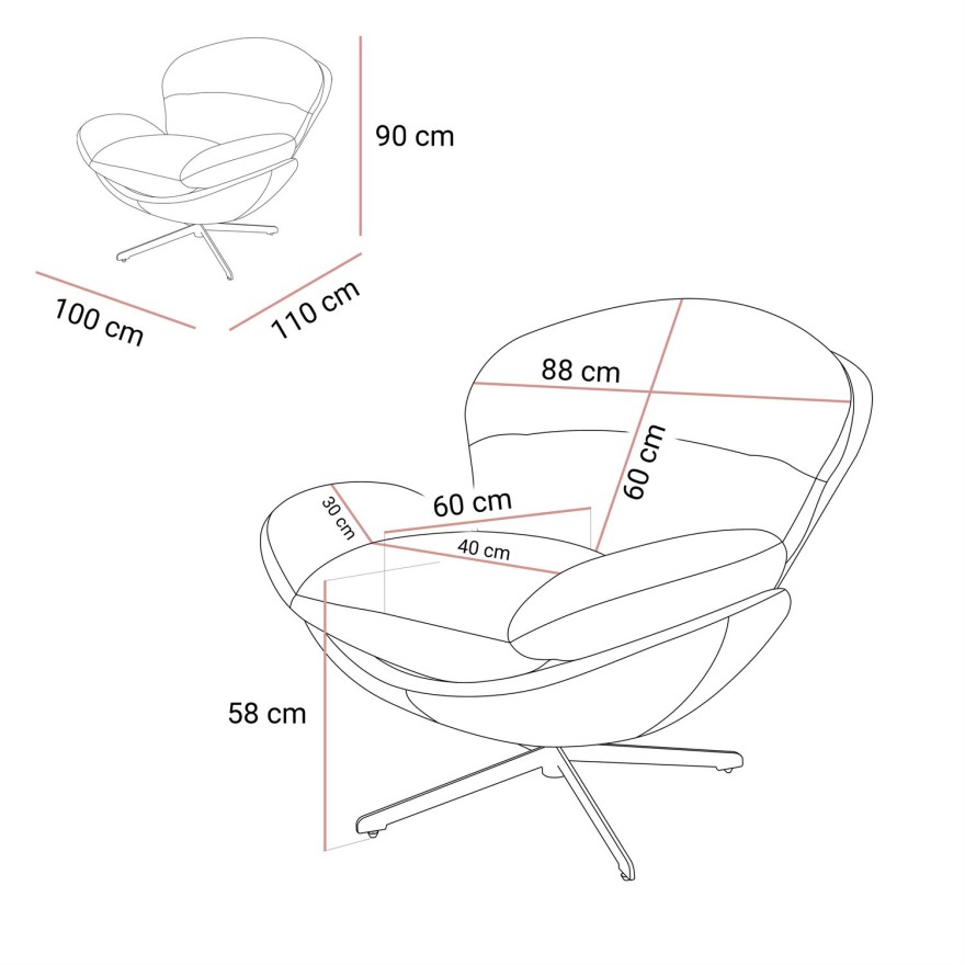 Obrotowy fotel tapicerowany COCO 360°