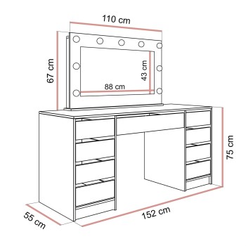 Toaletka MADA DOUBLE z oświetleniem LED