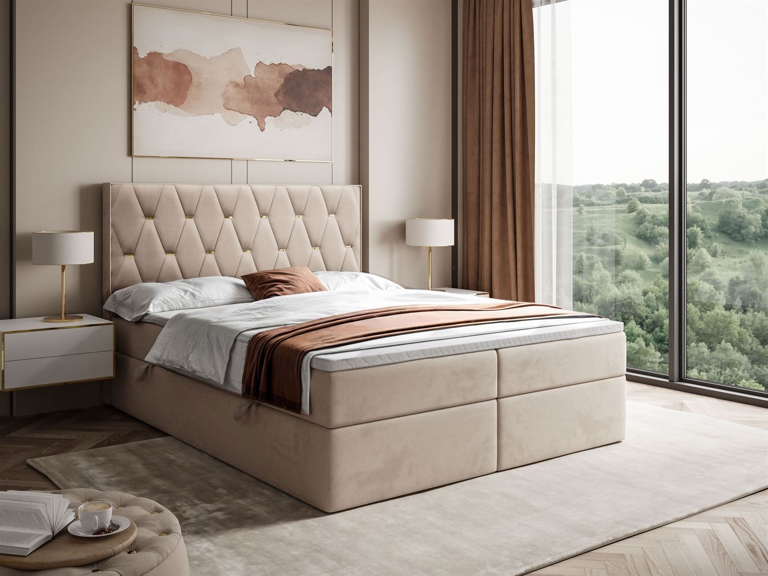 copy of Łóżko kontynentalne IZOLDA z pojemnikiem na pościel