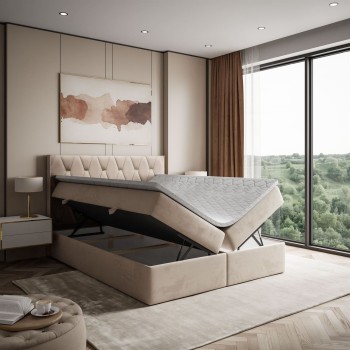 copy of Łóżko kontynentalne IZOLDA z pojemnikiem na pościel