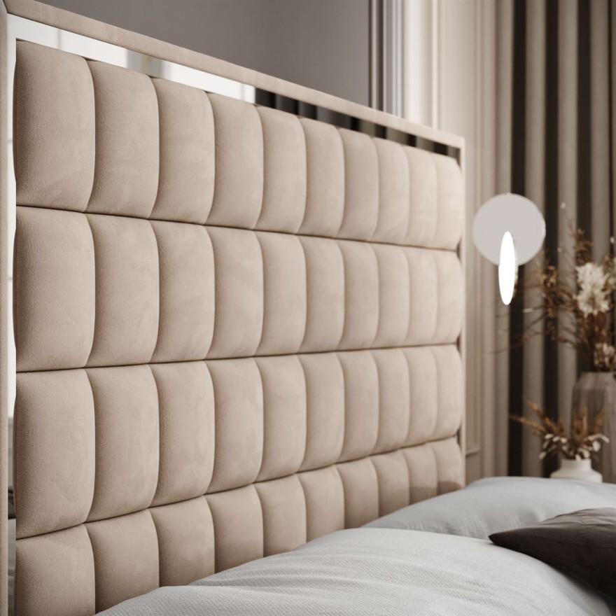 Łóżko kontynentalne ISADORA II SILVER z pojemnikiem na pościel