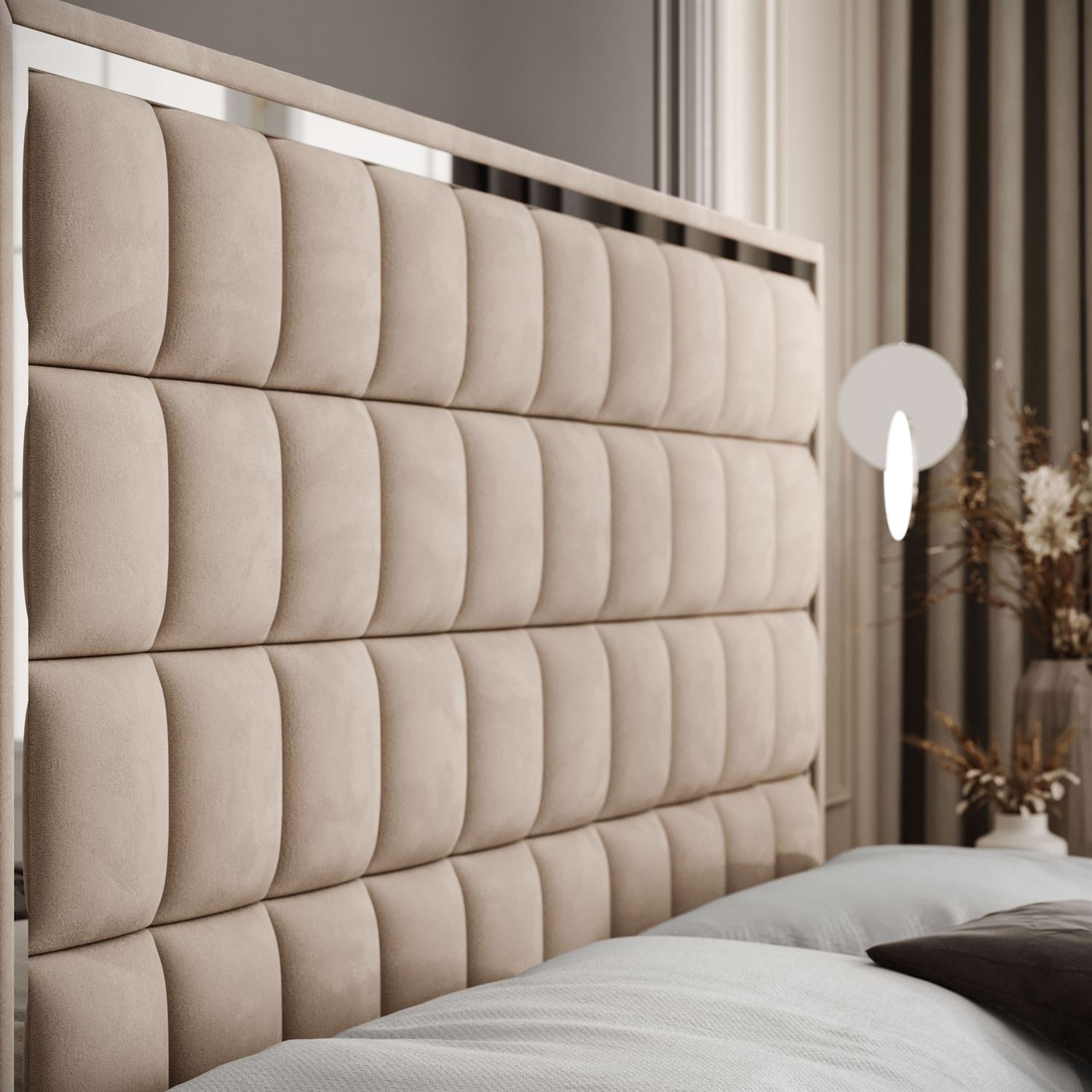 Łóżko kontynentalne ISADORA II SILVER z pojemnikiem na pościel