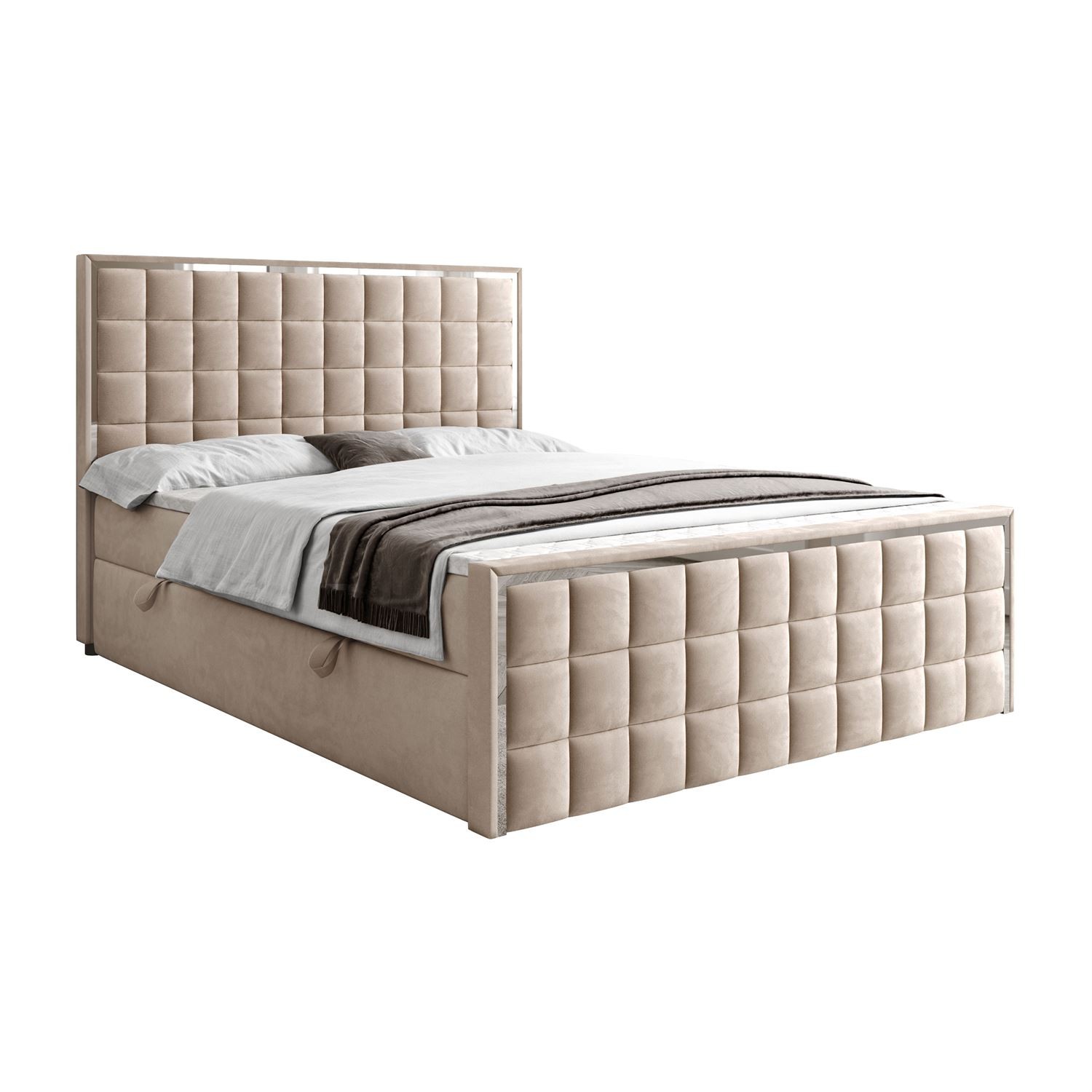 Łóżko kontynentalne ISADORA II SILVER z pojemnikiem na pościel