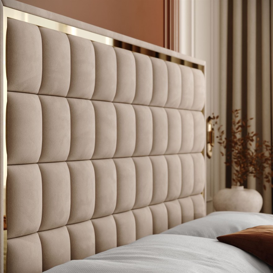 Łóżko kontynentalne ISADORA II GOLD z pojemnikiem na pościel