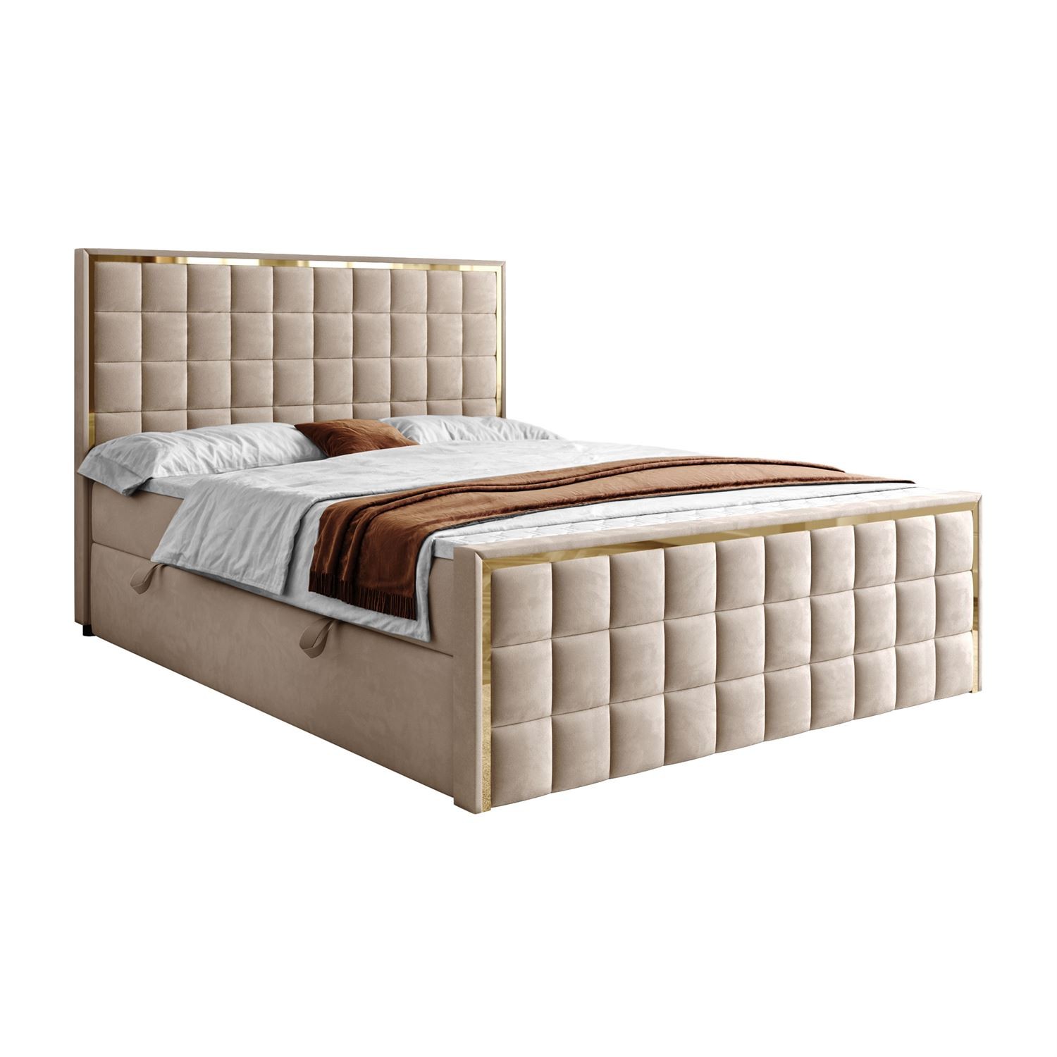 Łóżko kontynentalne ISADORA II GOLD z pojemnikiem na pościel