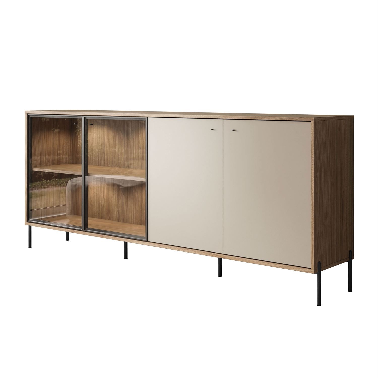 Komoda czterodrzwiowa ISA 4D z oświetleniem LED na wysokich nóżkach