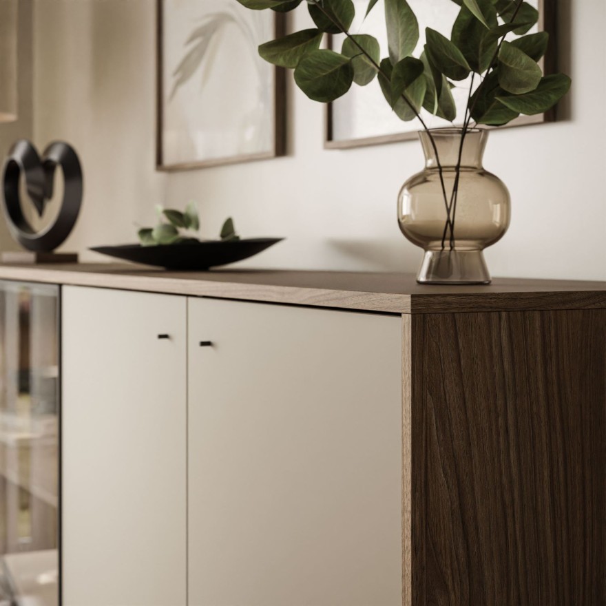 Komoda czterodrzwiowa ISA 4D z oświetleniem LED na wysokich nóżkach