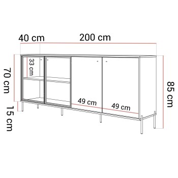 Komoda czterodrzwiowa ISA 4D z oświetleniem LED na wysokich nóżkach