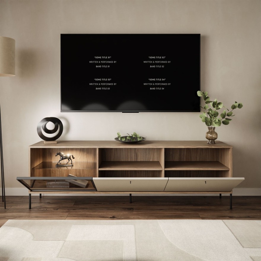 Szafka RTV ISA z oświetleniem LED na wysokich nóżkach