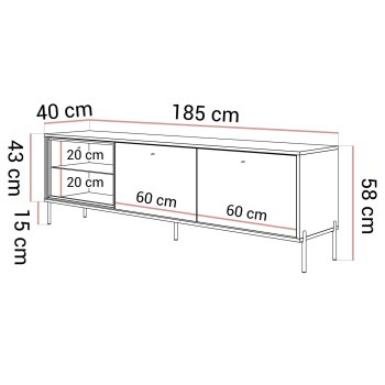 Szafka RTV ISA z oświetleniem LED na wysokich nóżkach