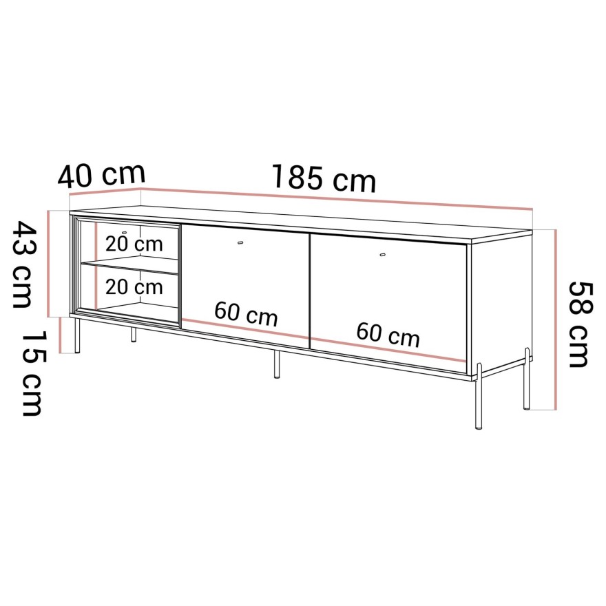 Szafka RTV ISA z oświetleniem LED na wysokich nóżkach