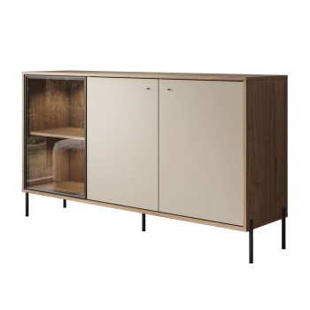 Trzydrzwiowa komoda ISA 3D z oświetleniem LED na wysokich nóżkach