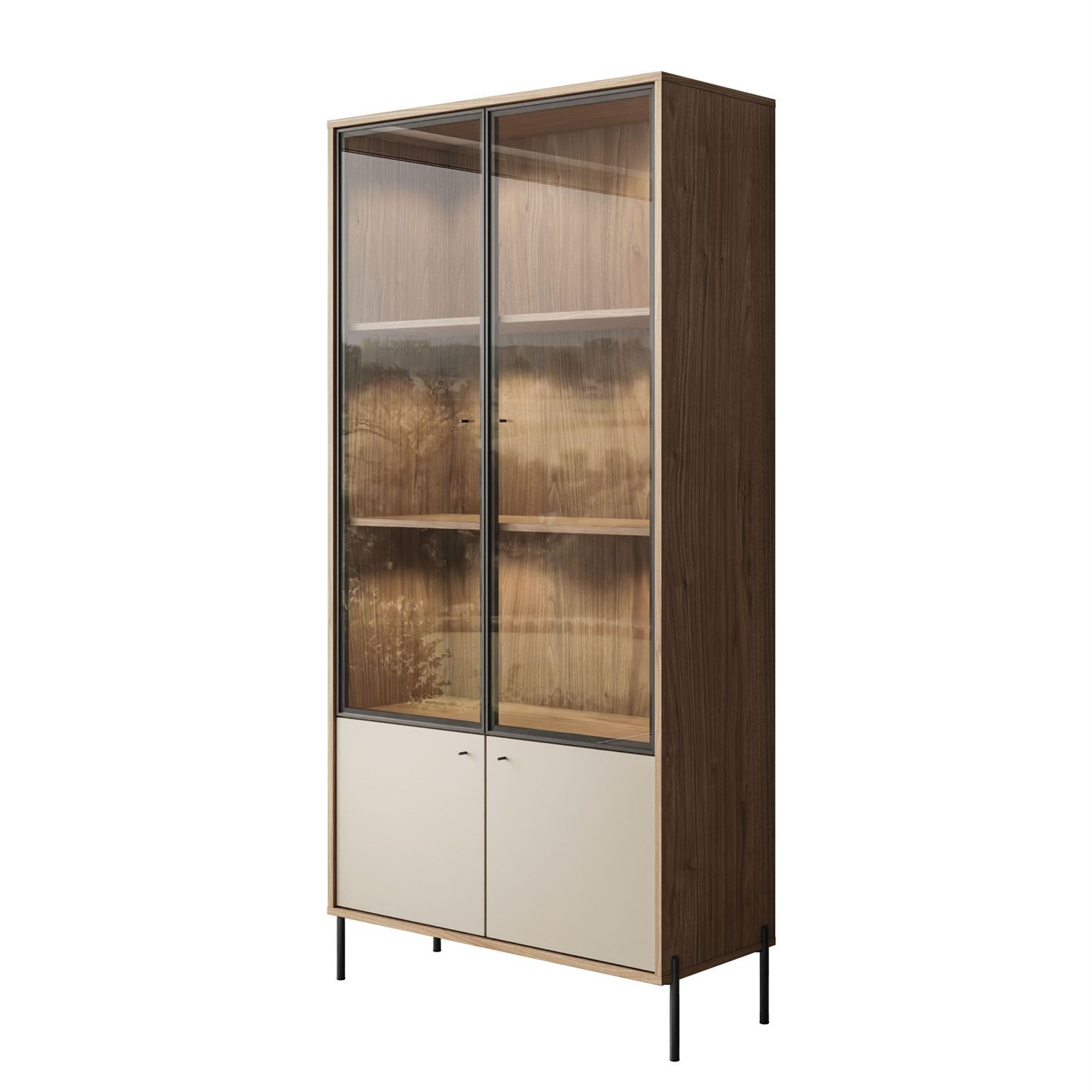 Witryna dwudrzwiowa ISA z oświetleniem LED na wysokich nóżkach