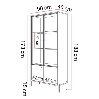 Witryna dwudrzwiowa ISA z oświetleniem LED na wysokich nóżkach