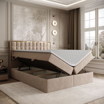 Łóżko kontynentalne ISADORA GOLD z pojemnikiem na pościel