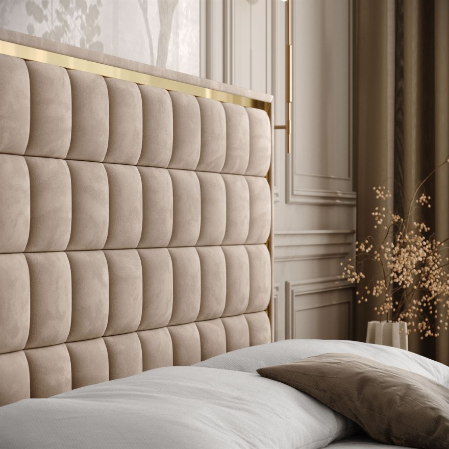 Łóżko kontynentalne ISADORA GOLD z pojemnikiem na pościel